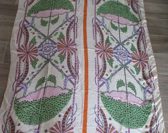Bufanda vintage rectangular multicolor semitransparente XL, 50 x 67 pulgadas