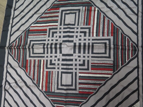 LANVIN Silk Square Geometric Pattern Scarf France - image 4