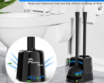 Photon Flick Toilet Bowl Brush Plunger Set-Bathroom Cleaning Tools, Detachable & Extended Handles, Cleaning Brush and Bathroom Supplies.