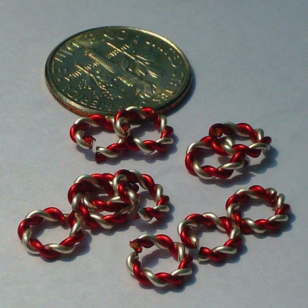 Red and Silver Twisted Rings