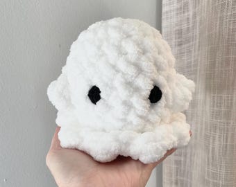 Crochet Ghost Plushie: Handmade Stuffed Toy, Halloween Decor