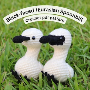Virkningsmönster för skednäbb/svartsked: Amigurumi Bird (PDF-nedladdning) Nybörjarvänlig. 白琵鷺/黑臉琵鷺英文鉤織教學.