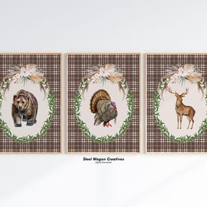 Hunting Nursery Wall Art, Set of 3, Watercolor Hunting Art Prints, Wildlife Art for Boys Room, Hunting Printable, Wild Animal Prints Nursery