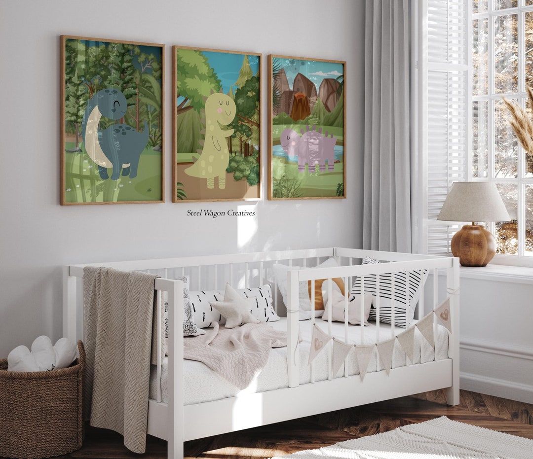 Dinosaur Nursery Decor, Set of 3, Dinosaur Prints, Dinosaur Wall Art ...