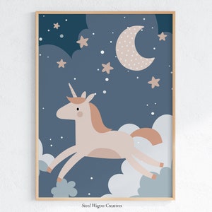 Unicorn Nursery Decor, Boho Unicorn Print, Fairytale Nursery Art for Girls Room, Whimsical Animals, Mythical Unicorns, Unicorn Art Print