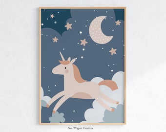 Unicorn Nursery Decor, Boho Unicorn Print, Fairytale Nursery Art for Girls Room, Whimsical Animals, Mythical Unicorns, Unicorn Art Print