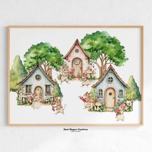 Maus Kinderzimmer Wandkunst, Waldpilz, Märchenbuch Drucke Kinderzimmer, Wald Wald digitale Kunst, niedliche Mäuse Printables, Mädchen Raum Kunst