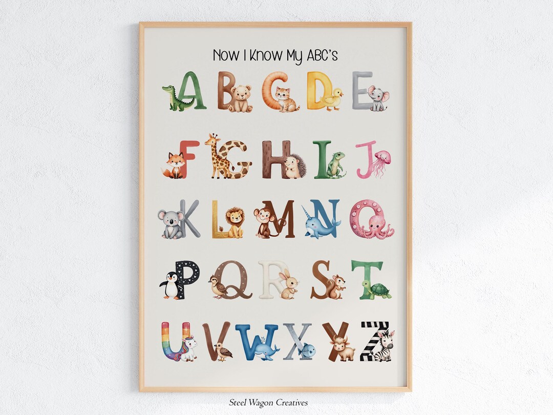 Nursery Abcs Wall Art Alphabet Poster Print for Playroom Animal Prints ...