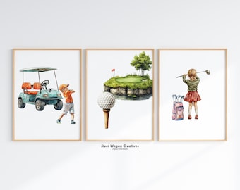 Golf Nursery Art Print, Golf Prints, Sports Wall Art, Sports Nursery, Golfing Print, Kids Room Decor, Boys Playroom Art, Digital Printable