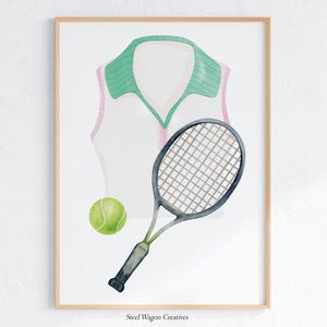Tennis Nursery Wall Art, Tennis Prints for Girls Room, Sports Decor for Her, Tennis Art for Kids Room, Digital Tennis Artwork for Toddlers