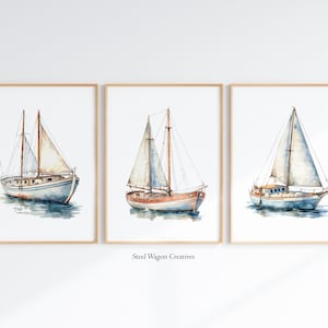 Watercolor Sailboat Painting Prints Sailboat Art Nursery Nautical Artwork Watercolors - Nautical Nursery Decor for Nursery Wall Art Print