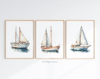 Watercolor Sailboat Painting Prints Sailboat Art Nursery Nautical Artwork Watercolors - Nautical Nursery Decor for Nursery Wall Art Print