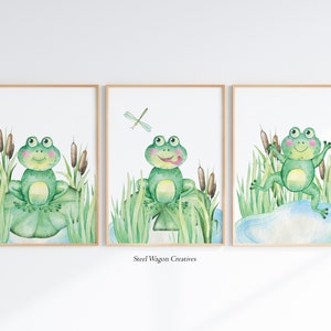 Watercolor Frog Nursery Wall Art, Green Frog Prints, Animal Art Work, Frog Art Painting, Cute Frog Art Print, Frog Printable Wall Art