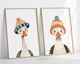 Cute Goose Wall Art for Nursery Animals Prints for Children Artwork - Goose Art Nursery Goose Print on Demand - Colorful Art Print for Kids