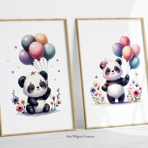 Panda Bear Nursery Art, Zoo Animals, Panda Art, Animal Prints for Kids Room, Wildlife Art Printable, Safari Nursery Wall Decor, Digital