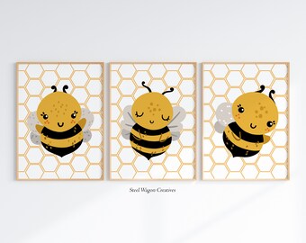Bumble Bee Nursery Art, Joyful Bee Art, Bumble Bee Wall Art, Bee Art For Nursery, Cute Bee Art, Bee Art For Toddler, Bumble Bee Art