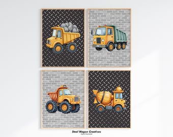 Construction Nursery Decor, Vehicle Nursery Prints, Transportation Wall Art, Boys Room Decor, Kids Playroom Posters, Truck Digital Printable