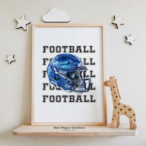 Football Nursery Print, American Football Sports Wall Art, Sports Prints for Boys Room, Football Helmet Printable Poster, Toddler Gifts