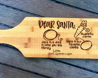 Dear Santa Cookies and Milk Engraved Tray Plate  - Christmas Cookies Plate Tray - Personalized Santa Plate - Personalized Dear Santa