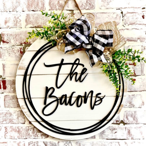 Farmhouse Shiplap Name Wreath Doorhanger Hello Wreath Door Etsy