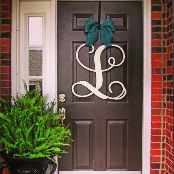 Monogram Wreath Door Wood Image 0