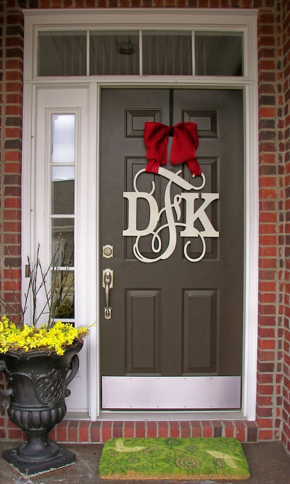 Monogram Door Hanger Wreath Wood Wooden Monogrammed Etsy