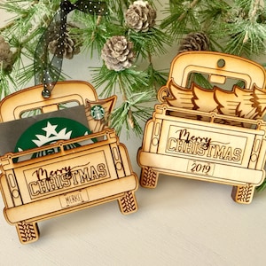 Personalized Gift Card Holder AND Ornament - Old truck ornament personalized - vintage truck personalized ornament - personalized ornament