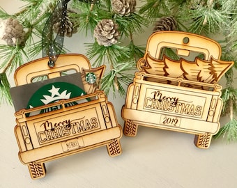 Personalized Gift Card Holder AND Ornament - Old truck ornament personalized - vintage truck personalized ornament - personalized ornament