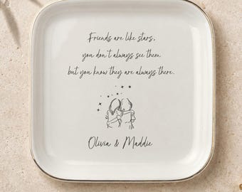 Personalized Friendship Ring Dish, Best Friend Trinket Tray Gift, Custom Name Jewelry Dish, Meaningful Bestie Keepsake