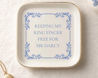 Funny Jane Austen Ceramic Jewelery Dish, Pride and Prejudice Book Lover Gift, Mr Darcy Ring Dish