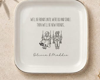 Funny Personalized Friendship Ring Dish, Best Friend Trinket Tray Gift, Custom Name Jewelry Dish, Meaningful Bestie Keepsake