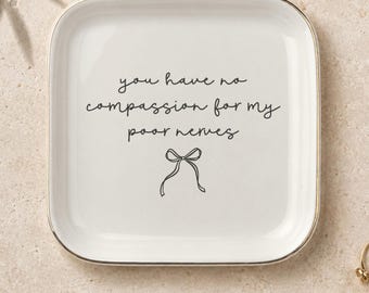 Jane Austen Quote Ceramic Jewelery Dish, Pride and Prejudice Book Lover Gift, Ring Dish for reader