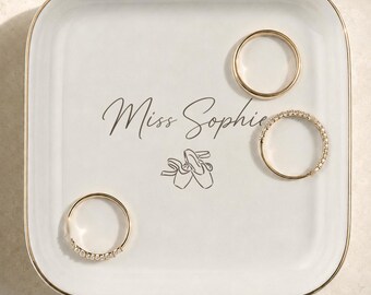 Custom Dance Teacher Jewlery Dish Gift, Personalized Ballet Teacher Appreciation Trinket Tray Gift, Dance Recital Gift, Tween Ring Dish Gift