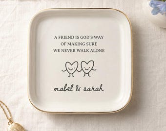 Personalized Friendship Ring Dish, Best Friend Christian Trinket Tray Gift, Custom Name Jewelry Dish, Meaningful Bestie Keepsake