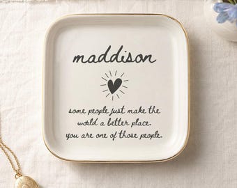 Personalized Thank You Jewelry Dish, Coworker Appreciation Ring Dish Gift Mentor Gift, Difference Maker Trinket Tray
