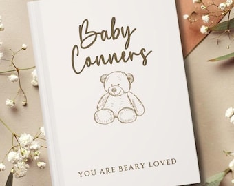 Baby Shower Guestbook, We can Bearly Wait Themed Shower, Teddy Bear Custom Welcome Book, Personalized Wishes for Baby Notebook