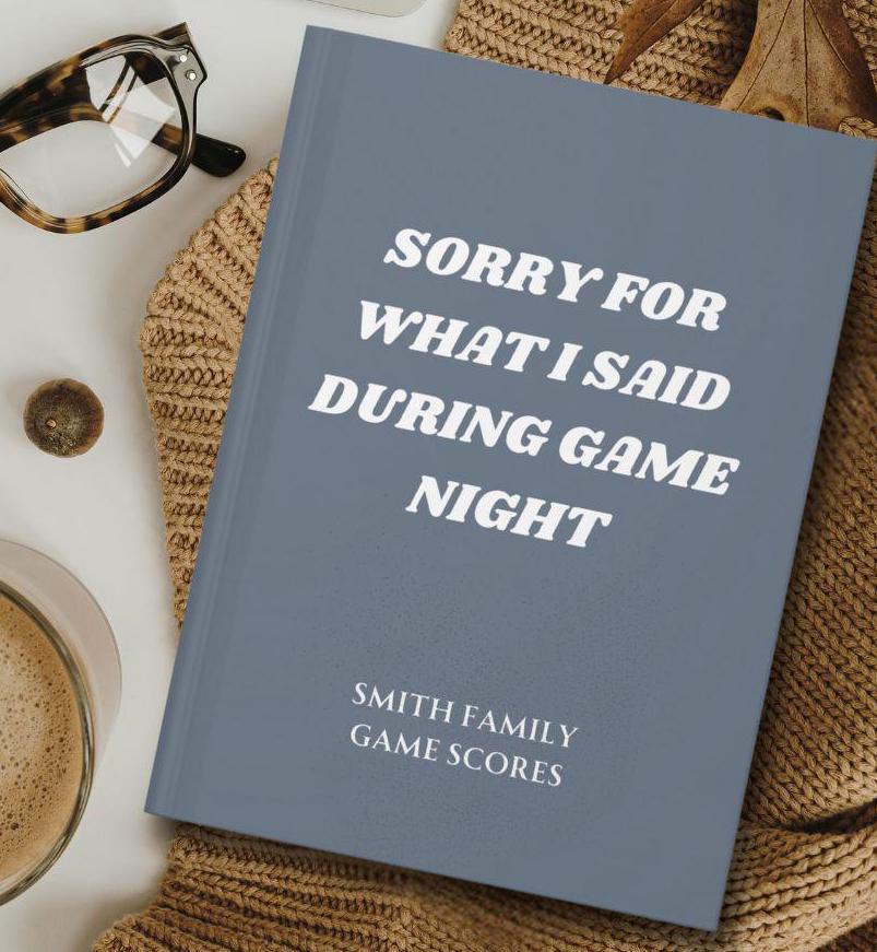 Personalized Funny Game Night Score Book, Game Lover Gift, Custom Score Keeping Record Book for Board Game Lover Hardcover Journal