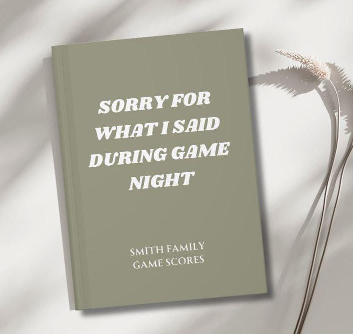 Personalized Funny Game Night Score Book, Game Lover Gift, Custom Score Keeping Record Book for Board Game Lover Hardcover Journal