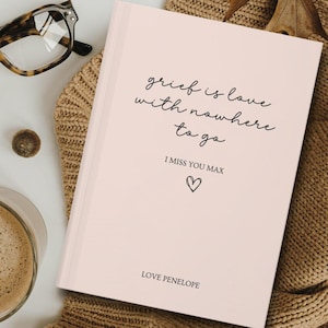 Diario de duelo personalizado, regalo de condolencias. El duelo es amor. Pérdida de esposo, esposa, mamá y papá. Regalo de condolencias personalizado.
