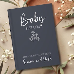 Baby Shower Guestbook, Baby in Bloom Themed Shower, Wildflower Custom Welcome, Personalized Wishes for baby notebook, Advice for parents