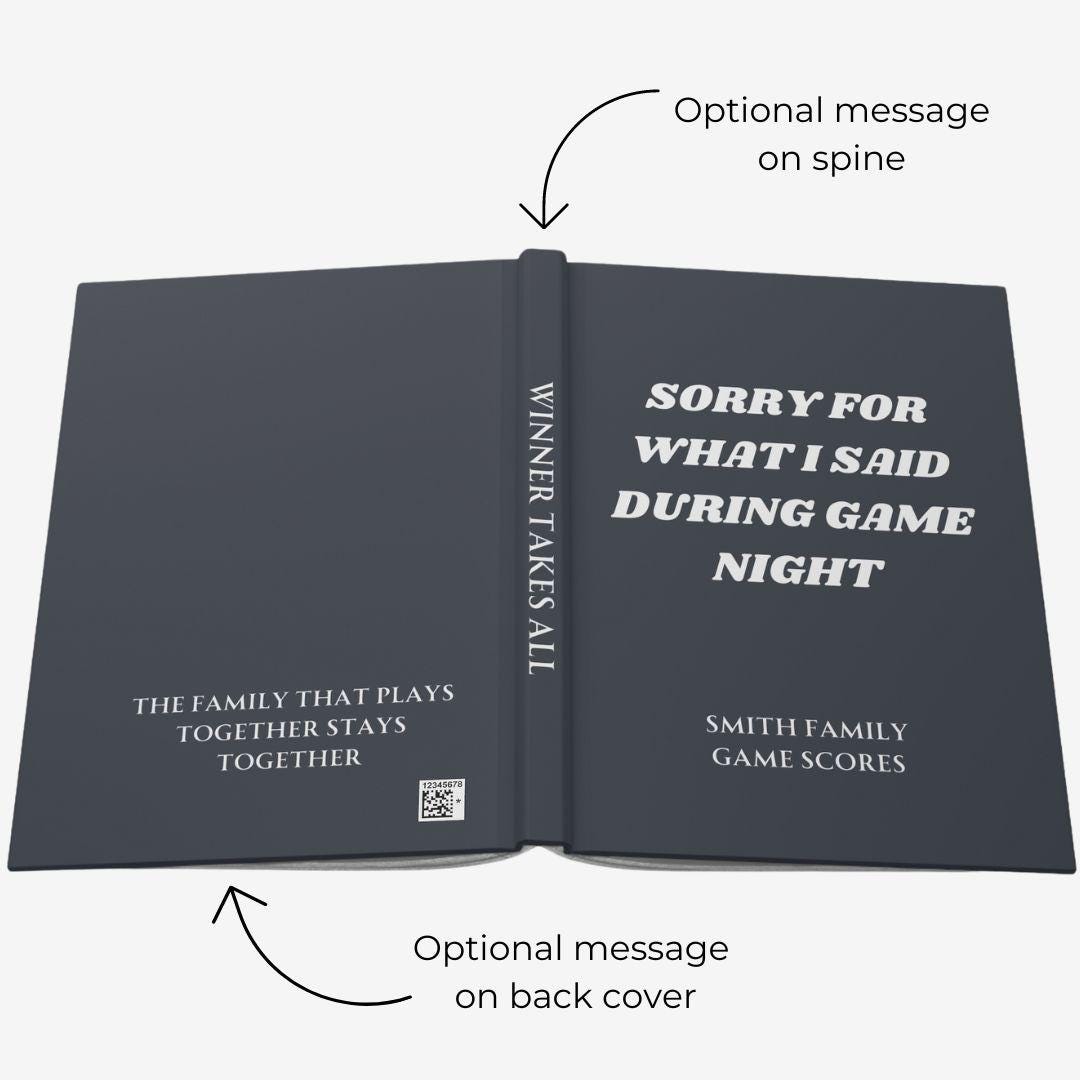 Personalized Funny Game Night Score Book, Game Lover Gift, Custom Score Keeping Record Book for Board Game Lover Hardcover Journal