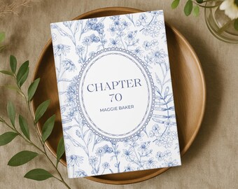 Chapter 70 Name Journal, Personalized Seventieth Birthday Gift, Blue Toile Notebook, 70 year old gift for friend sister daughter