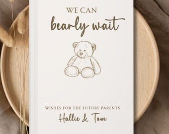 Gastenboek babyshower, we can Bearly Wait themadouche, custom welkomstboek teddybeer, notitieboek gepersonaliseerde wensen voor baby