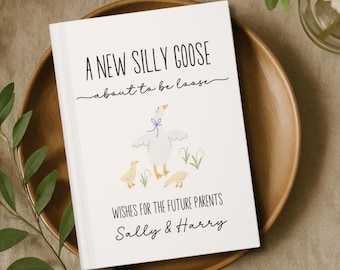 Gastenboek babyshower, Silly Goose on the Loose themadouche, aangepast welkom, notitieboek gepersonaliseerde wensen voor baby, advies voor ouders