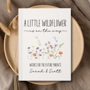 Baby Shower Guestbook, Wildflower Themed Shower, Floral Custom Welcome, Personalized Wishes for baby notebook, Advice for parents