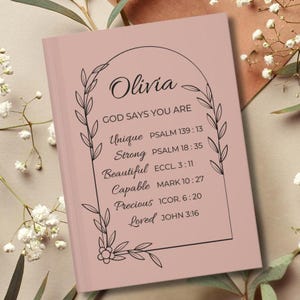 Personalized Prayer Journal for Women, Custom God Says You Are Bible Study Notebook, Christian Gift, teen girl gift