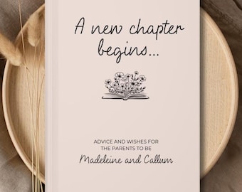 Baby Shower Guestbook, A New Chapter Begins Book Themed Shower, Custom Welcome Book, Personalized Wishes for baby notebook, Bookish Shower