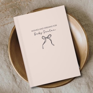 Baby Shower Guestbook Sign, Coquette Bow Personalized  Memory book, Baby Shower Decor, New Mom Gift, Custom Wishes for Baby