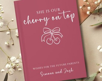 Cherry on Top Baby Shower Guestbook Sign, Personalized  Memory book, Baby Shower Decor, New Mom Gift, Custom Wishes for Baby, Cherry Sweet