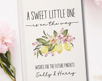 Lemon Baby Shower Guestbook, Sweet Little One Themed Shower, Custom Welcome, Personalized Wishes for baby notebook, Advice for parents